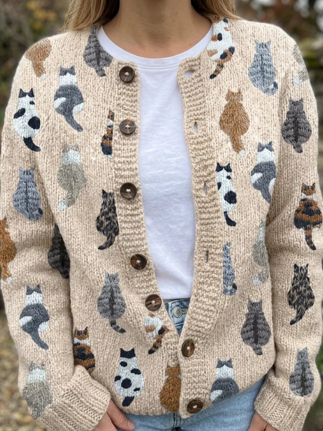 Anna | Gebreide cardigan met dierenprint