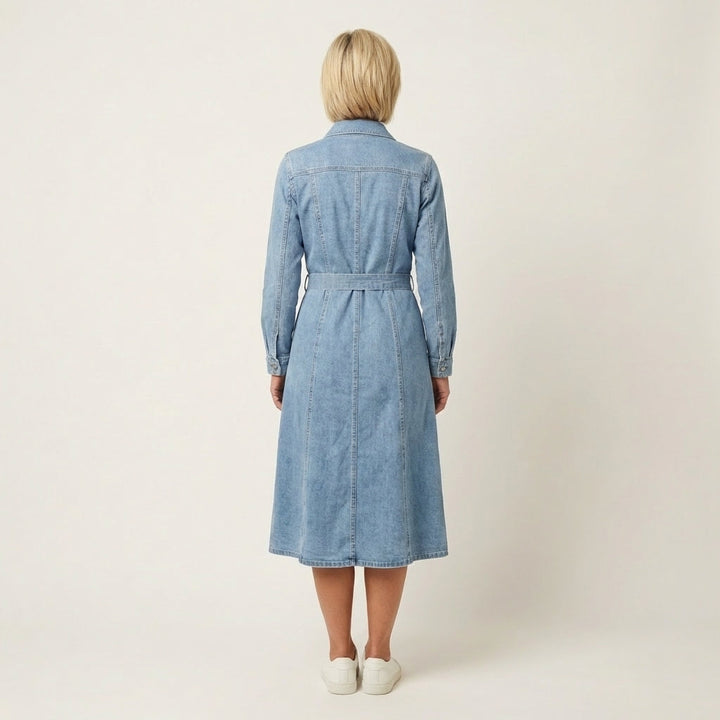 Maribell | Maxi Denim Jurk met Lange Mouwen