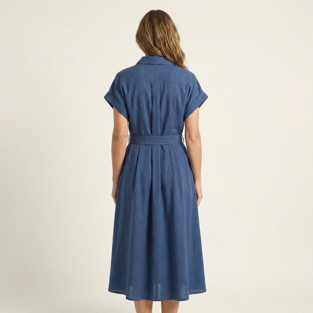 Melody | Midi Jeans Jurk met Knopen en Ceintuur