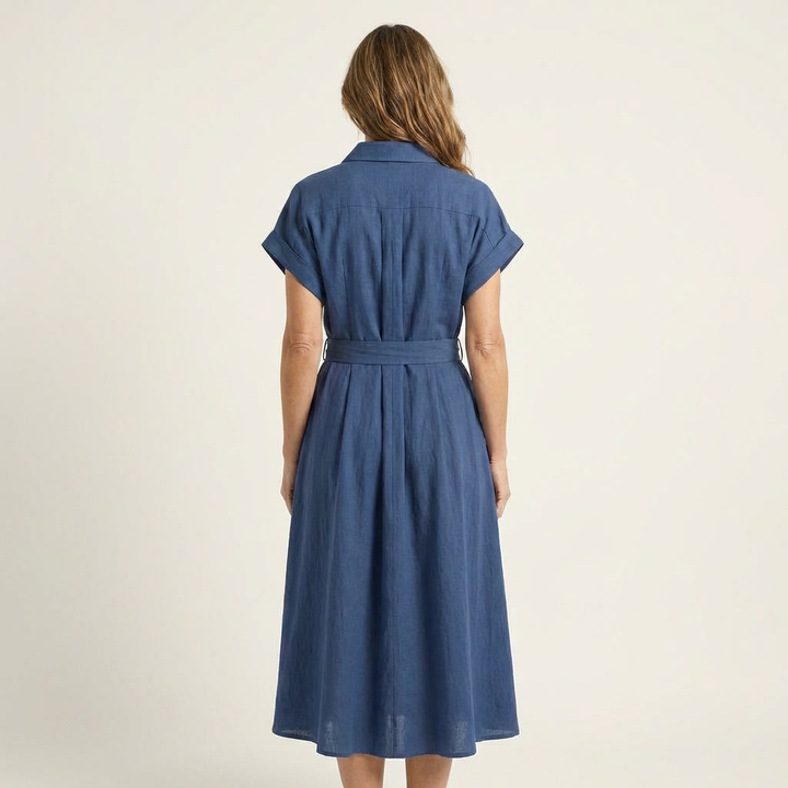 Melody | Midi Jeans Jurk met Knopen en Ceintuur