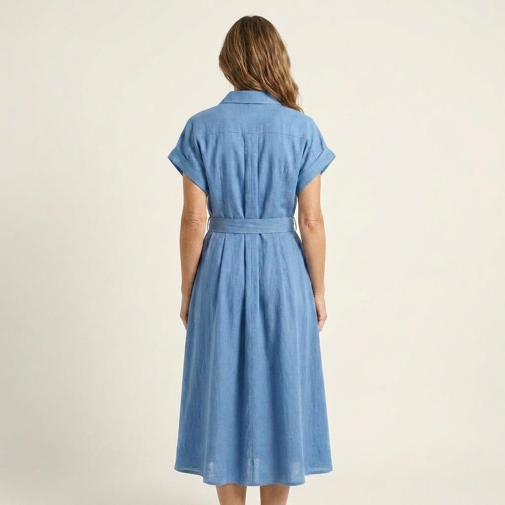 Melody | Midi Jeans Jurk met Knopen en Ceintuur