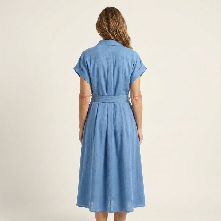 Melody | Midi Jeans Jurk met Knopen en Ceintuur