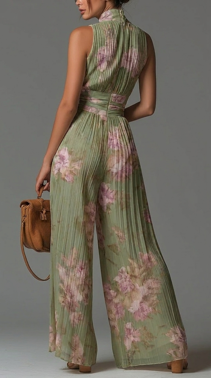 Sanne | Elegante Plissé Jumpsuit in Groen