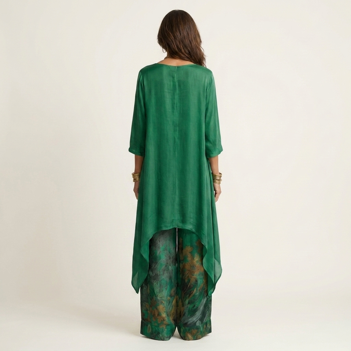 Maud | Katoen-Zijde Tweedelige Set met Asymmetrische Tuniek