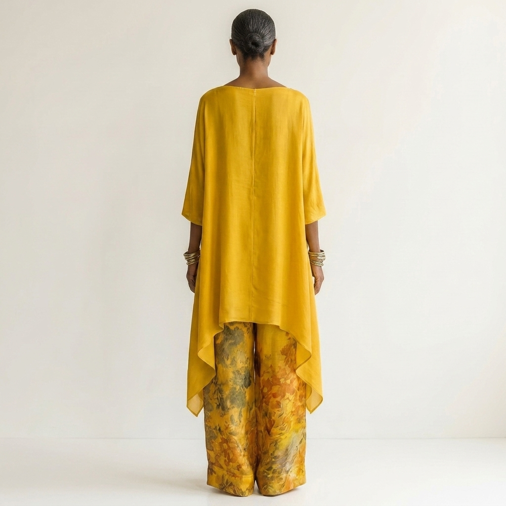 Maud | Katoen-Zijde Tweedelige Set met Asymmetrische Tuniek