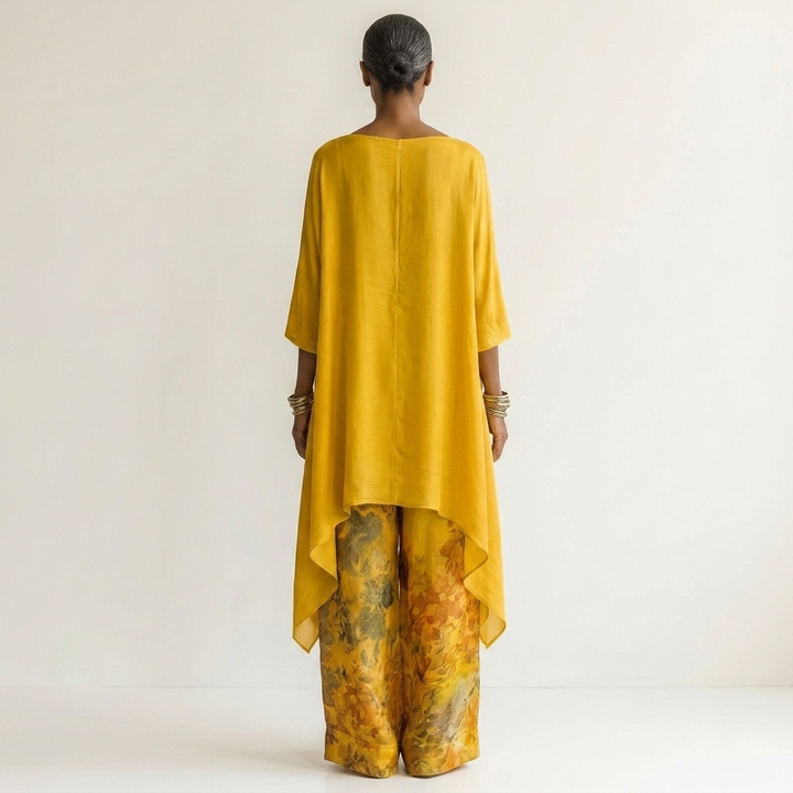 Maud | Katoen-Zijde Tweedelige Set met Asymmetrische Tuniek
