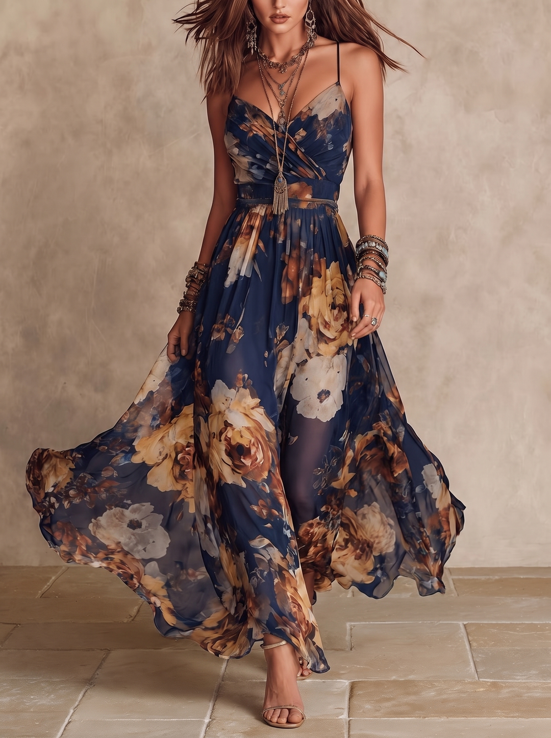 Melissa™ | Elegante Maxi-Jurk met Bloemenpatroon