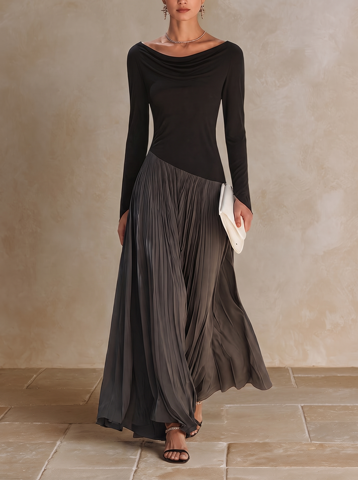 Virginia™ | Elegante Maxi-Jurk met Geplooide Rok