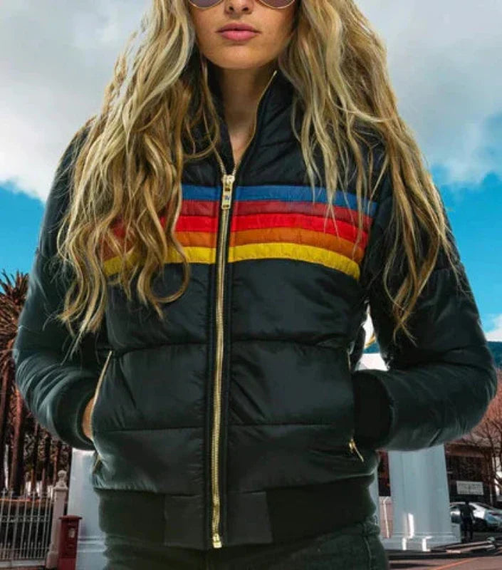 Orvian | Kleurrijke Dames Puffer Winterjas met Capuchon