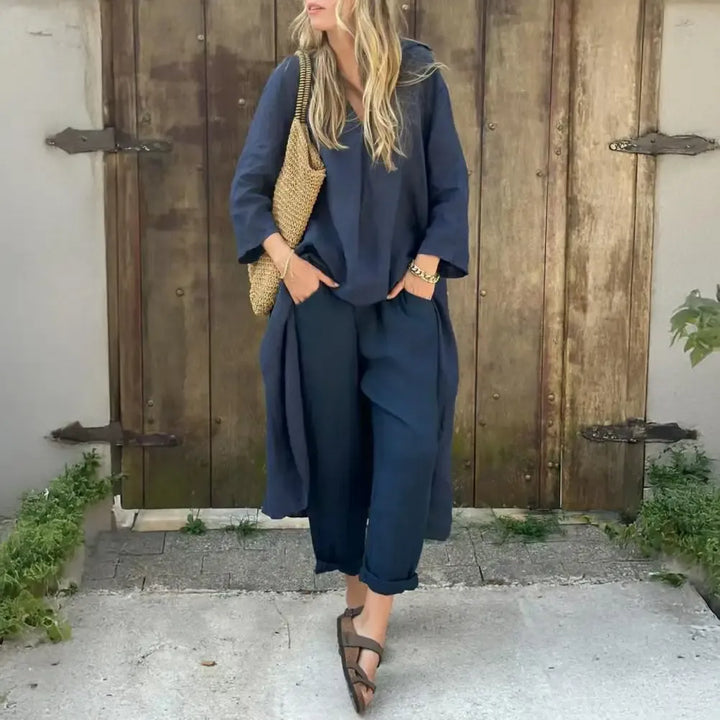 Lucía | Ontspannen Lange Vest en Brede Pantalon Twee-Delige Set