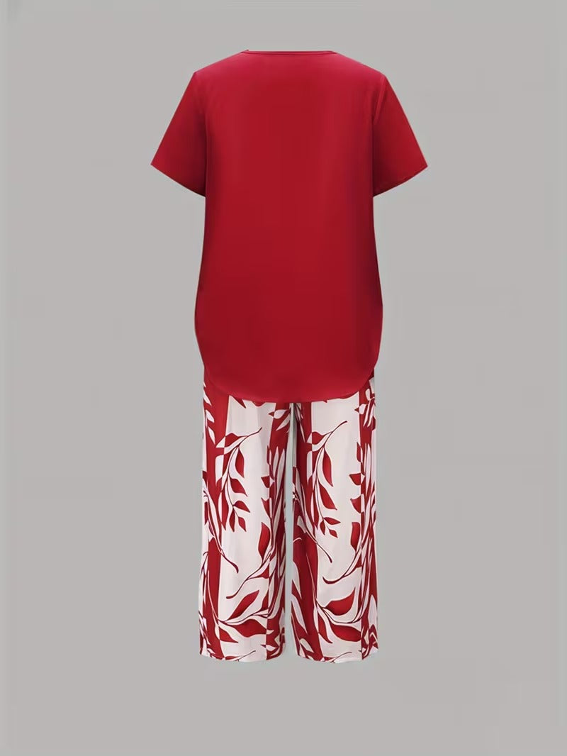 Arvessa | Casual Bladprint Twee Delige Set