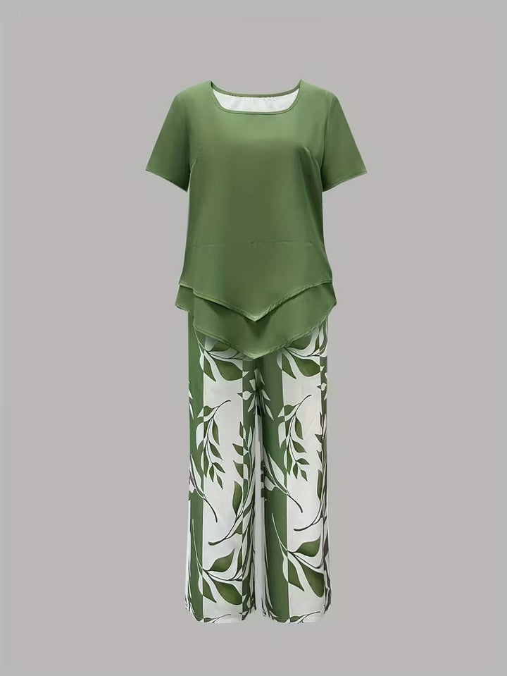 Arvessa | Casual Bladprint Twee Delige Set