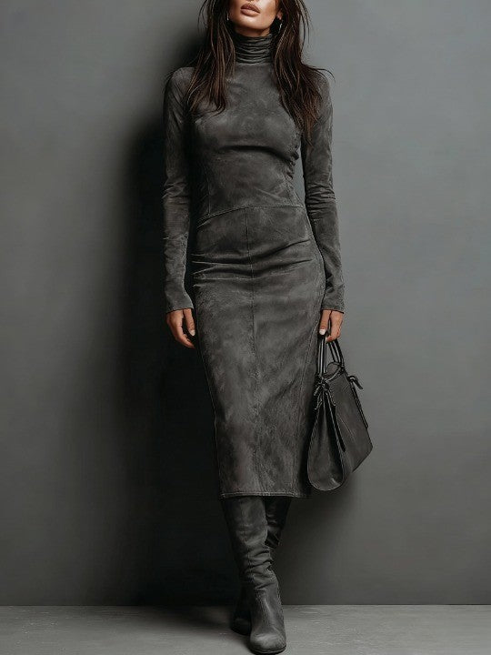 Lorena | Lange bruine midi-jurk