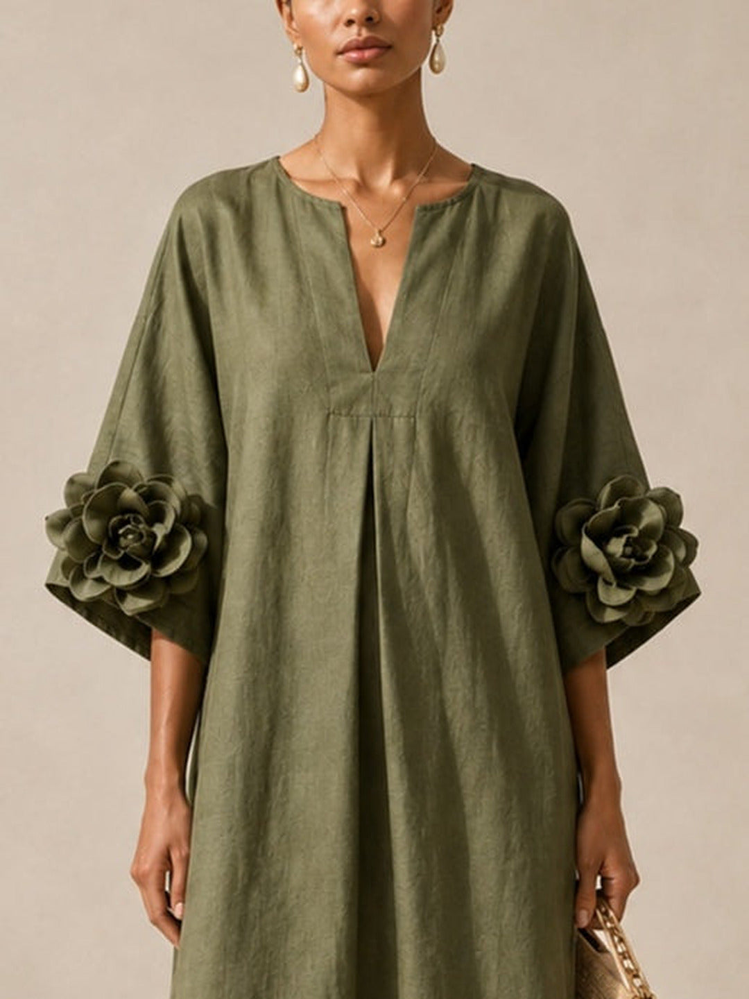Floriana™ | Elegante Midi-Jurk met Bloemendetails