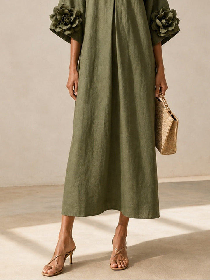 Floriana™ | Elegante Midi-Jurk met Bloemendetails