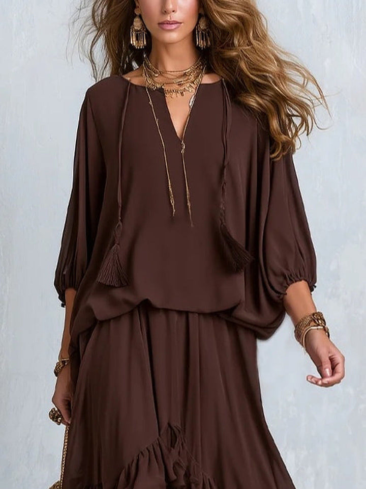Dalila™ | Elegante Tweedelige Set met Rok en Volants