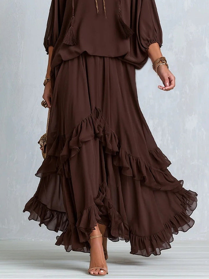 Dalila™ | Elegante Tweedelige Set met Rok en Volants