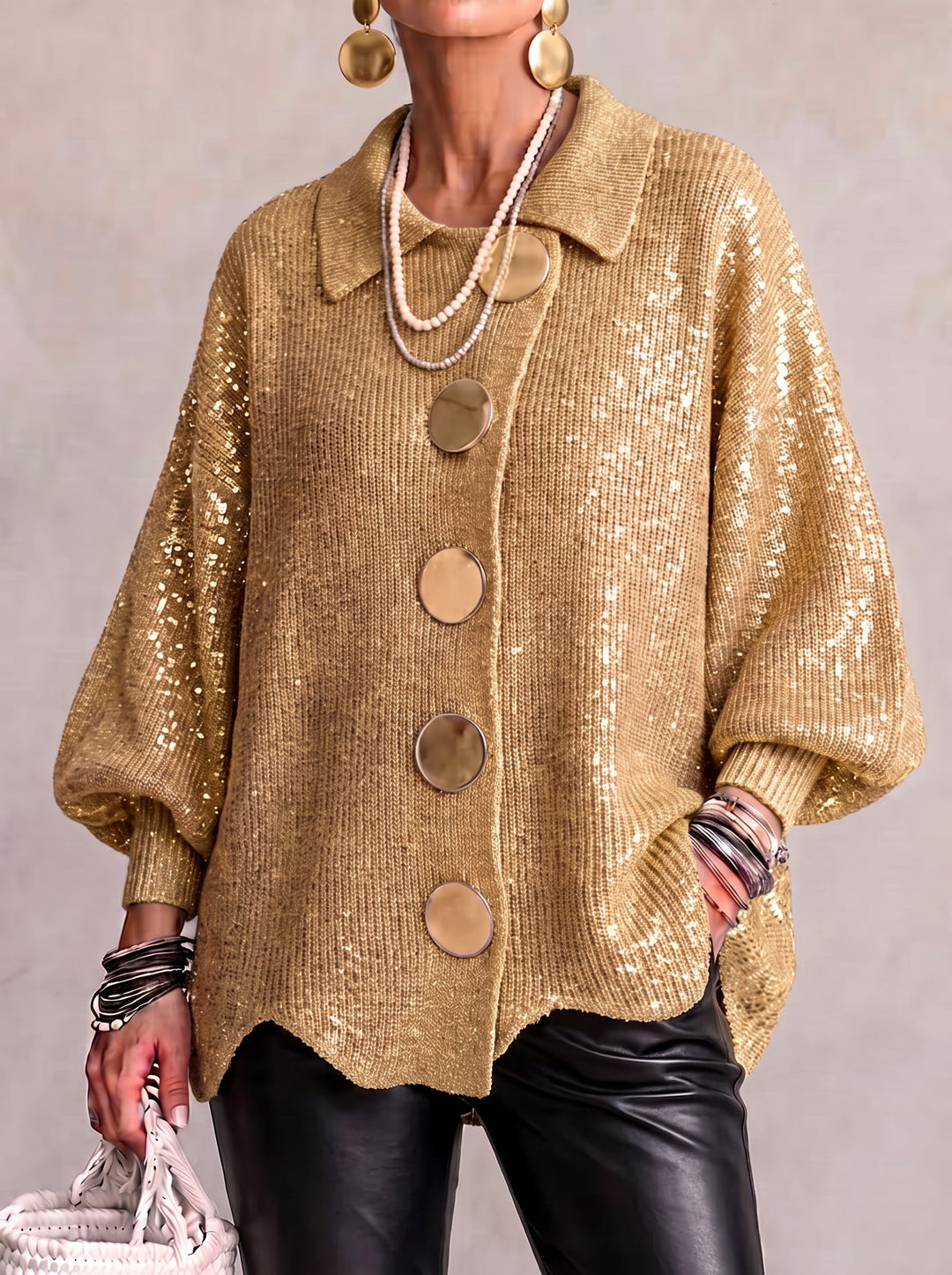 Isadora™ | Oversized Coltrui met Grote Metalen Knopen