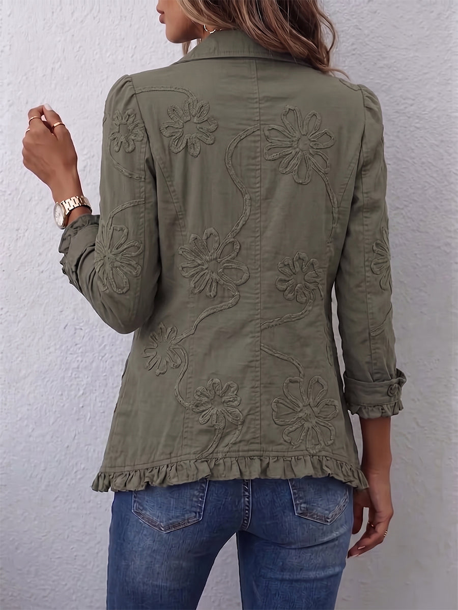 Faustine | Jas met bloemenborduursels