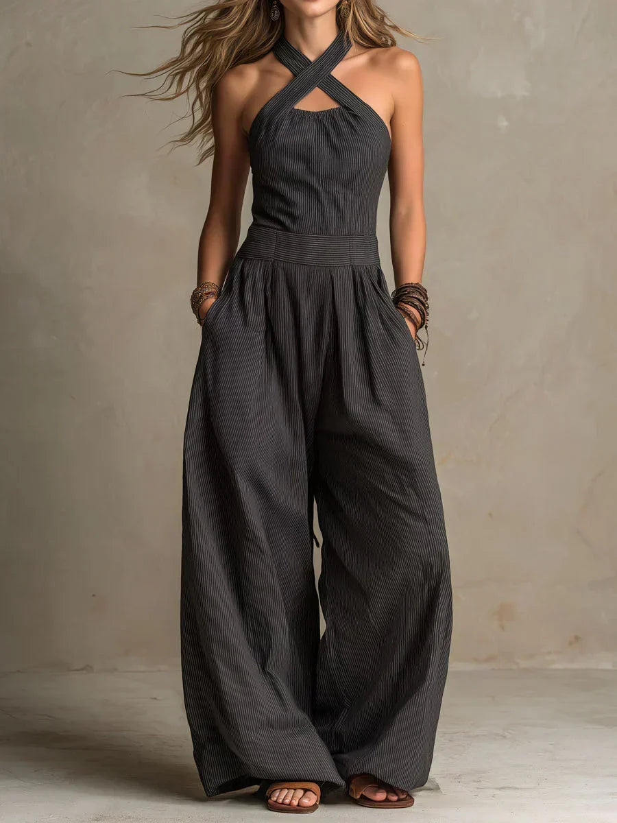 Sienna | Jumpsuit met gekruiste halterhals