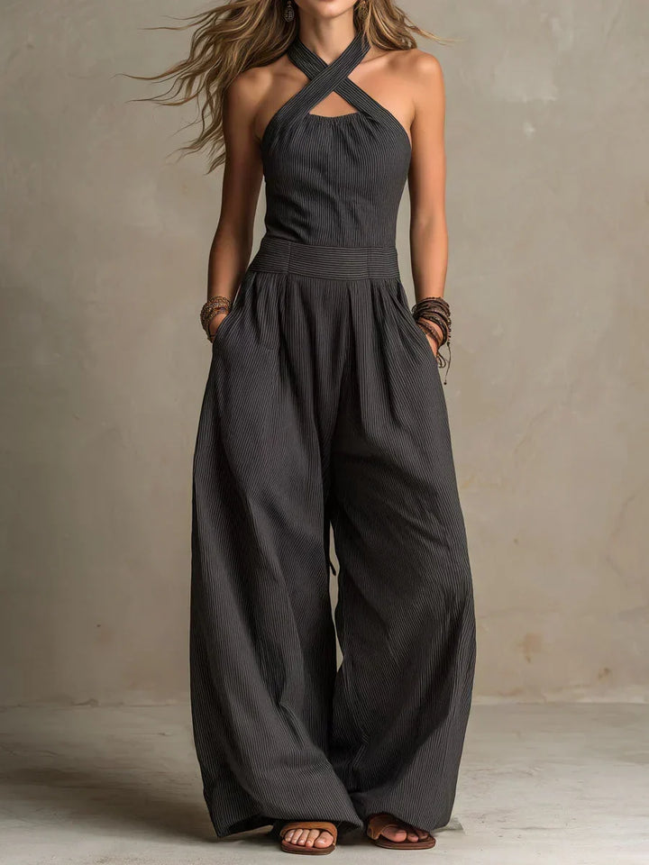 Sienna | Jumpsuit met gekruiste halterhals