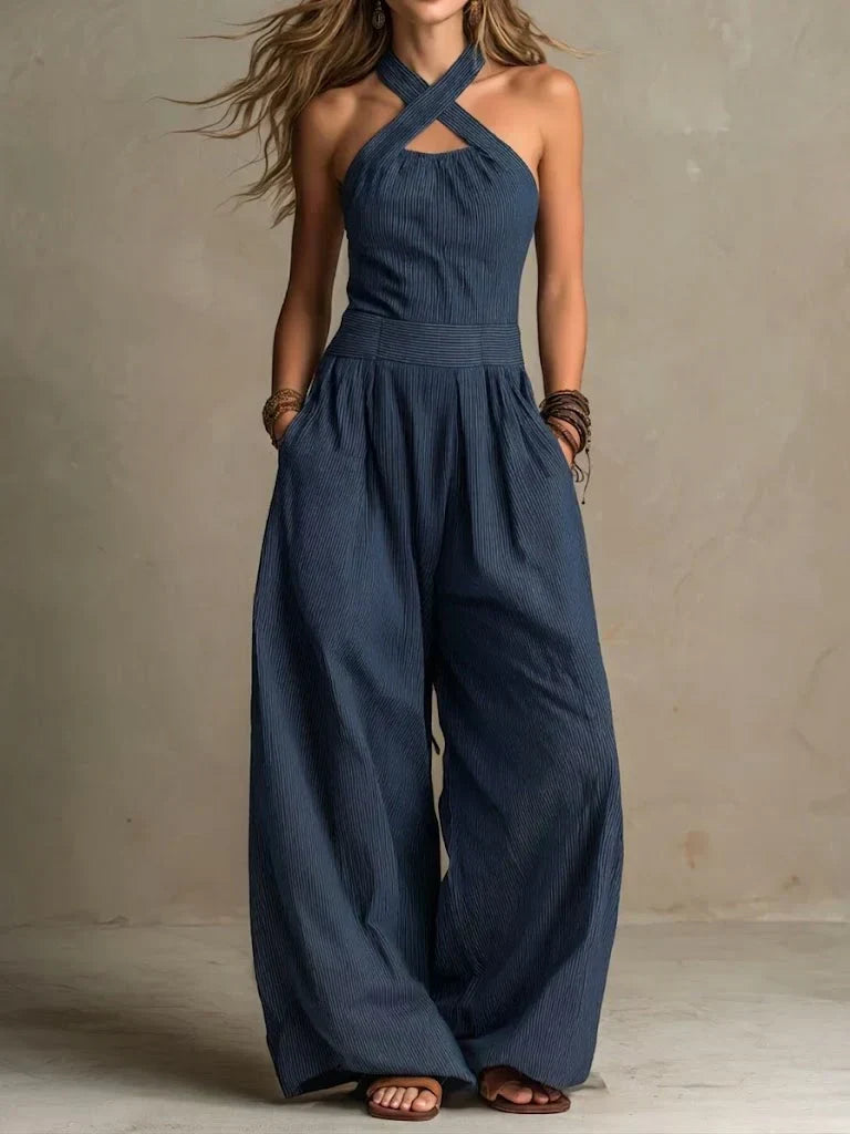 Sienna | Jumpsuit met gekruiste halterhals