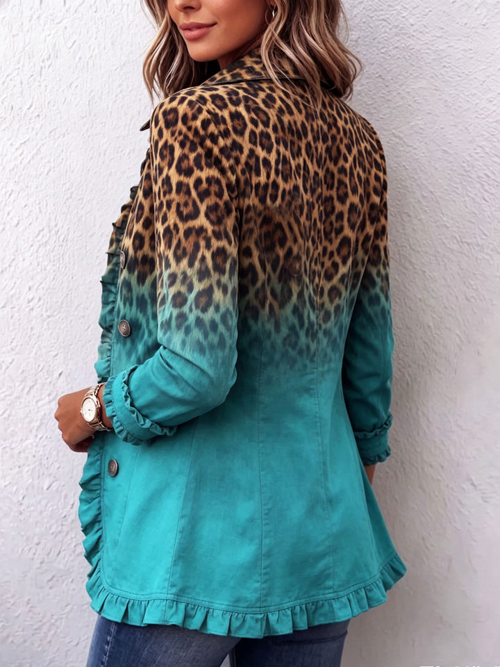 Cassandre | Blazer met kleurverloop, luipaardpatroon en ruches