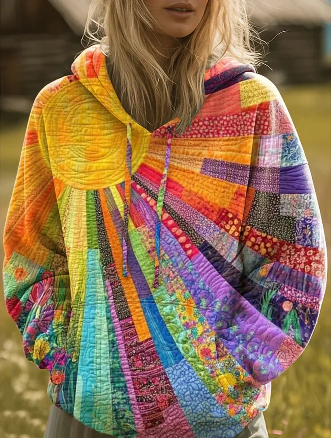 Zara™ | Veelkleurige patchwork-hoodie