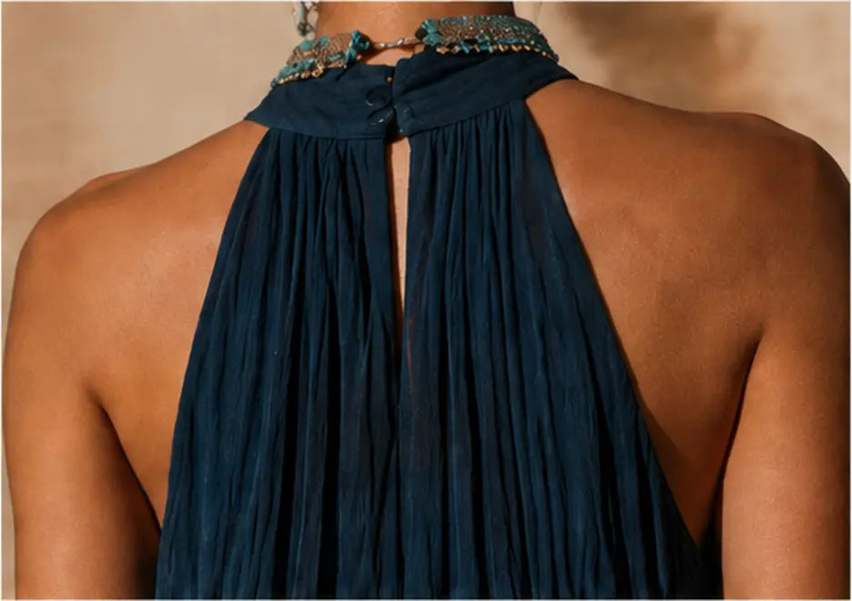 Paula | Lange halter/V jurk met ombre