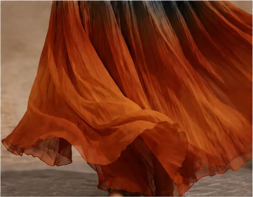 Paula | Lange halter/V jurk met ombre