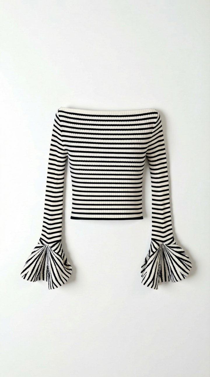 Anna Gestreepte Blouse met Pofmouwen