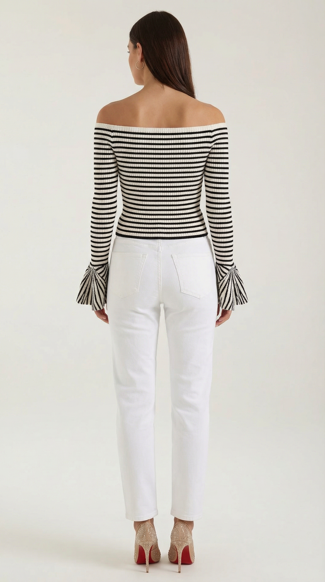 Anna Gestreepte Blouse met Pofmouwen