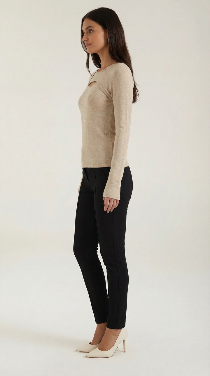 Barbara Chic Lange Mouwen Cutout Top