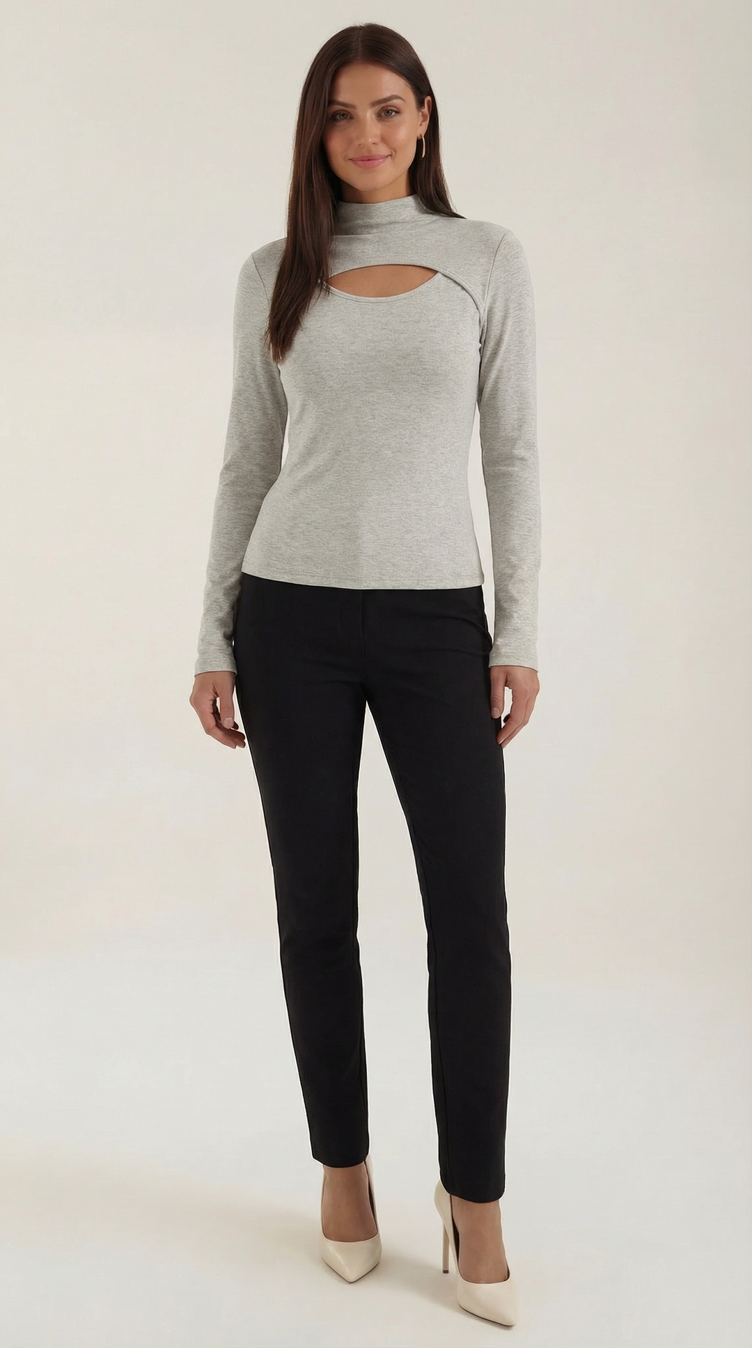 Barbara Chic Lange Mouwen Cutout Top