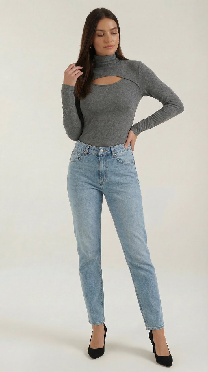 Barbara Chic Lange Mouwen Cutout Top
