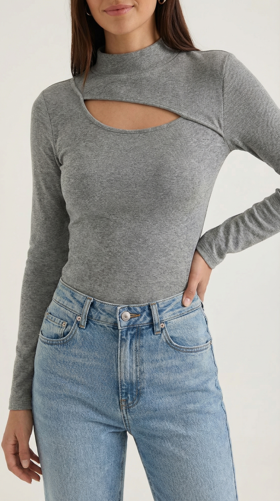 Barbara Chic Lange Mouwen Cutout Top