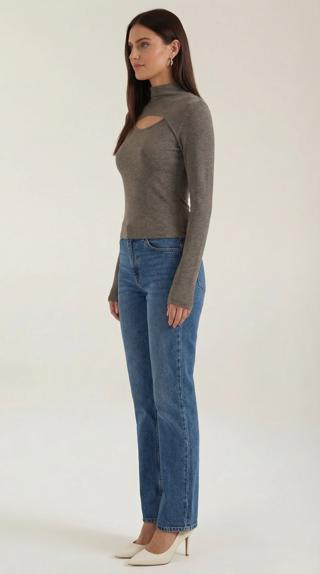 Barbara Chic Lange Mouwen Cutout Top