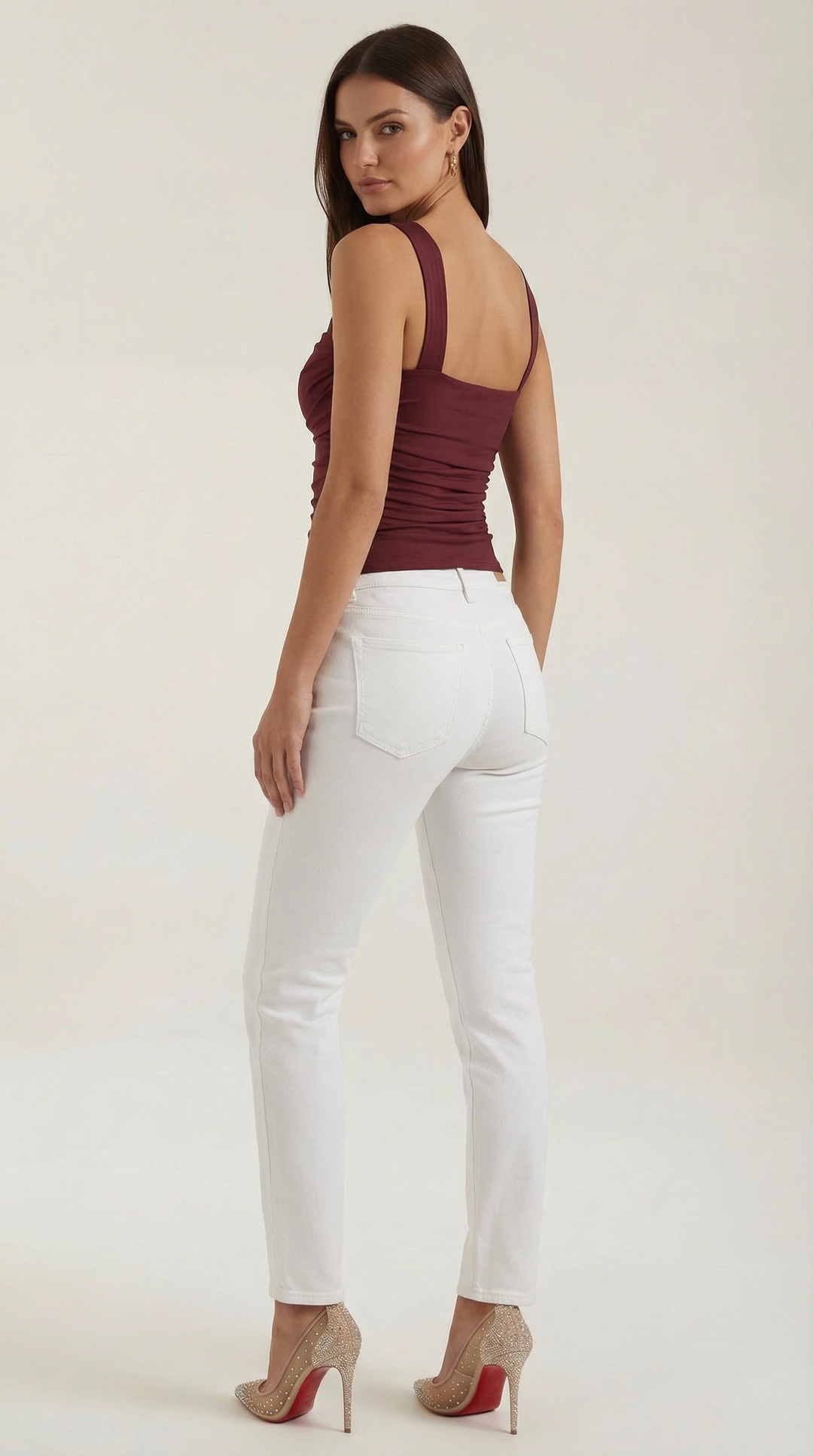 Blair Mouwloze Shirred Blouse met Vierkante Halslijn