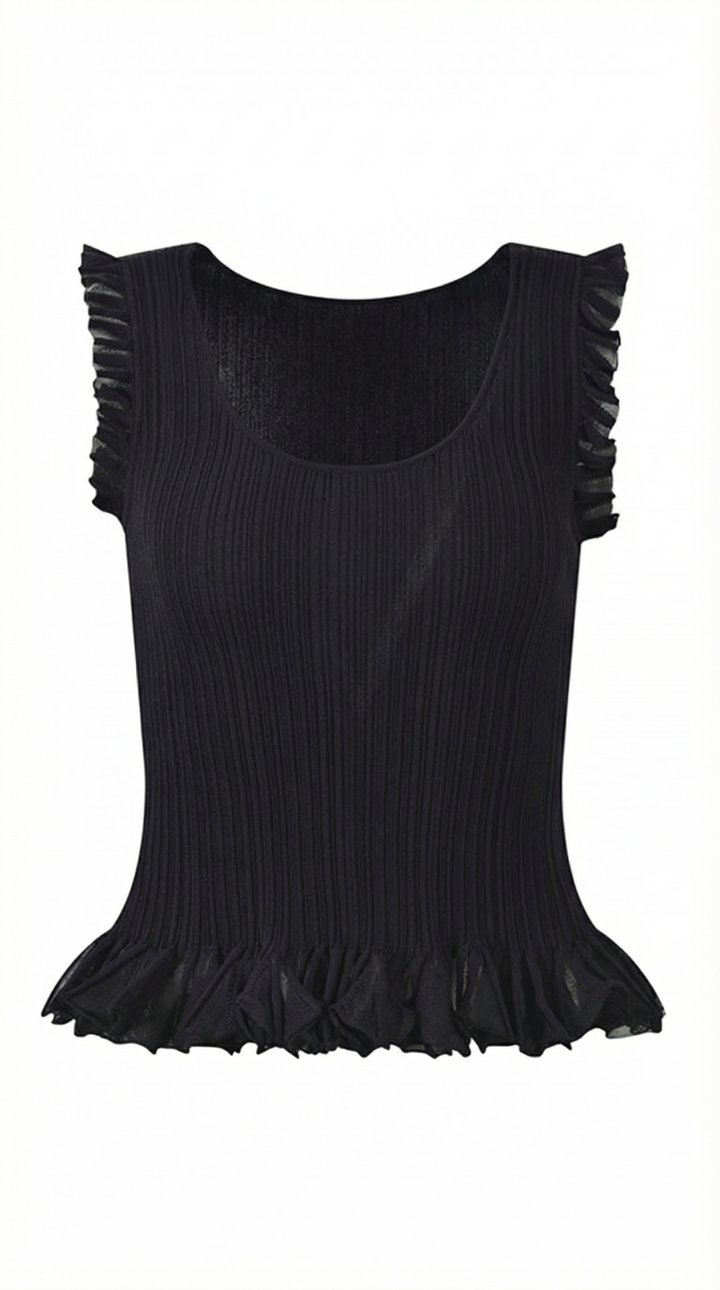 Carol geribbelde trui met ruffles
