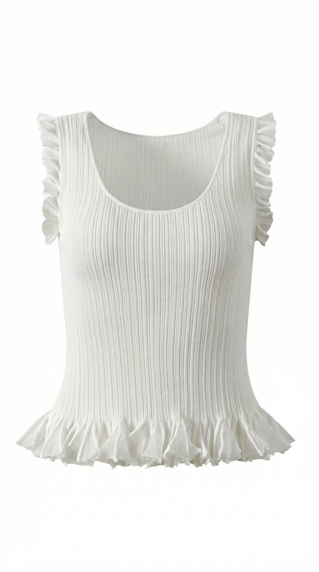 Carol geribbelde trui met ruffles