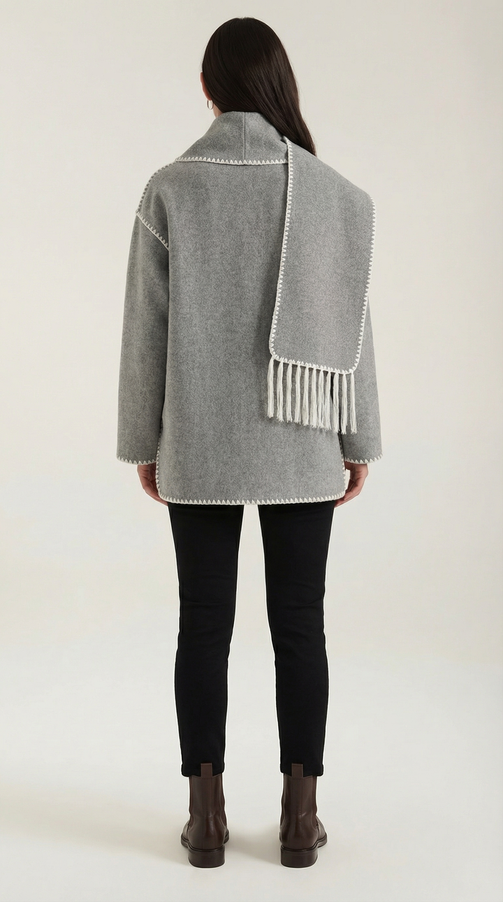 Catherine jas met contrast sjaal