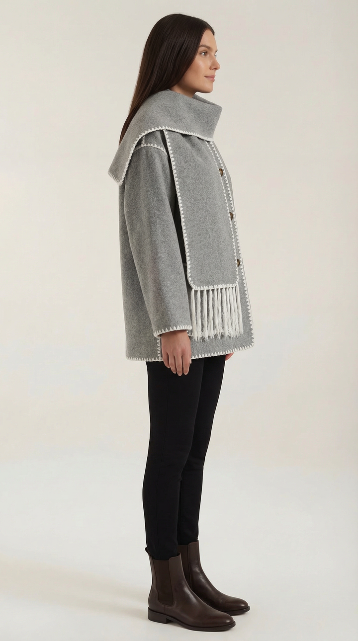 Catherine jas met contrast sjaal