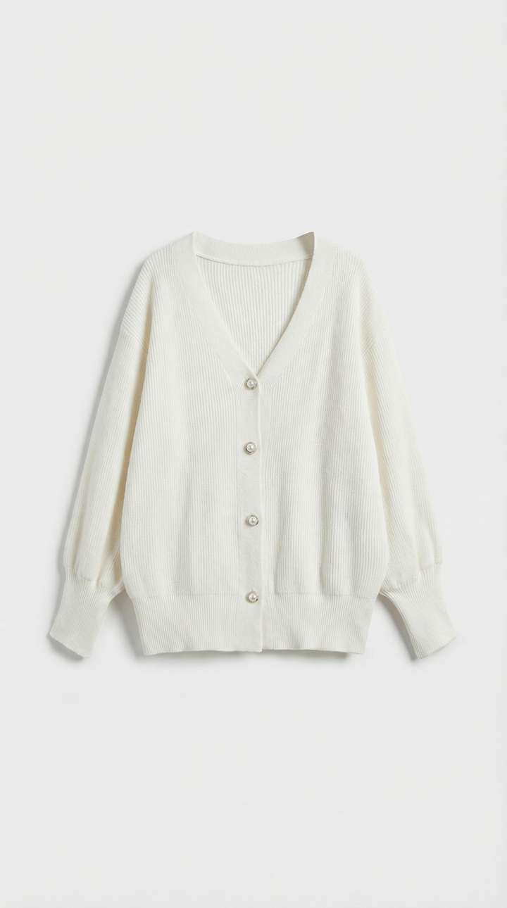 Cindy Gebreide Cardigan met Moerbeiknopjes