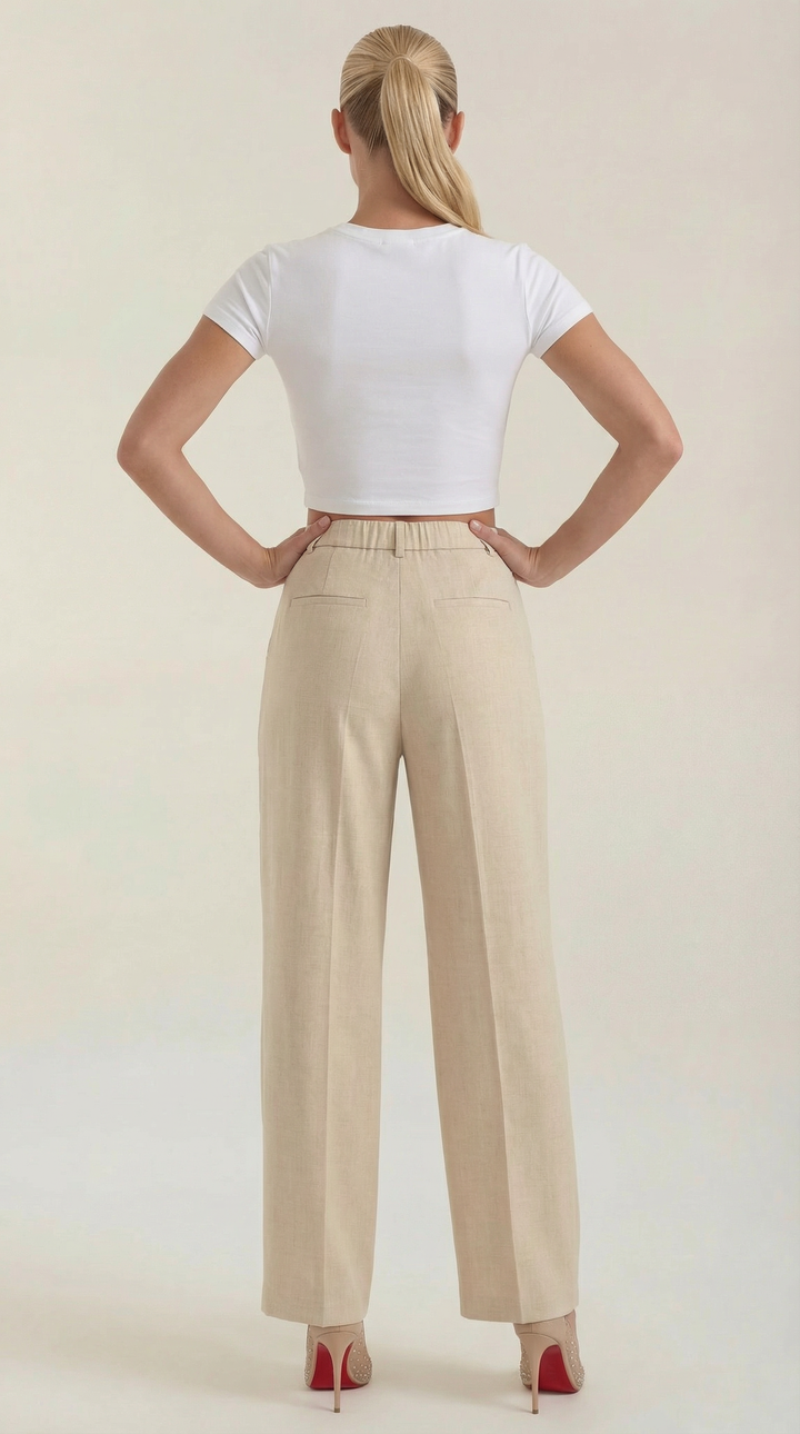 Courtney Hoge Taille Plissé Broek
