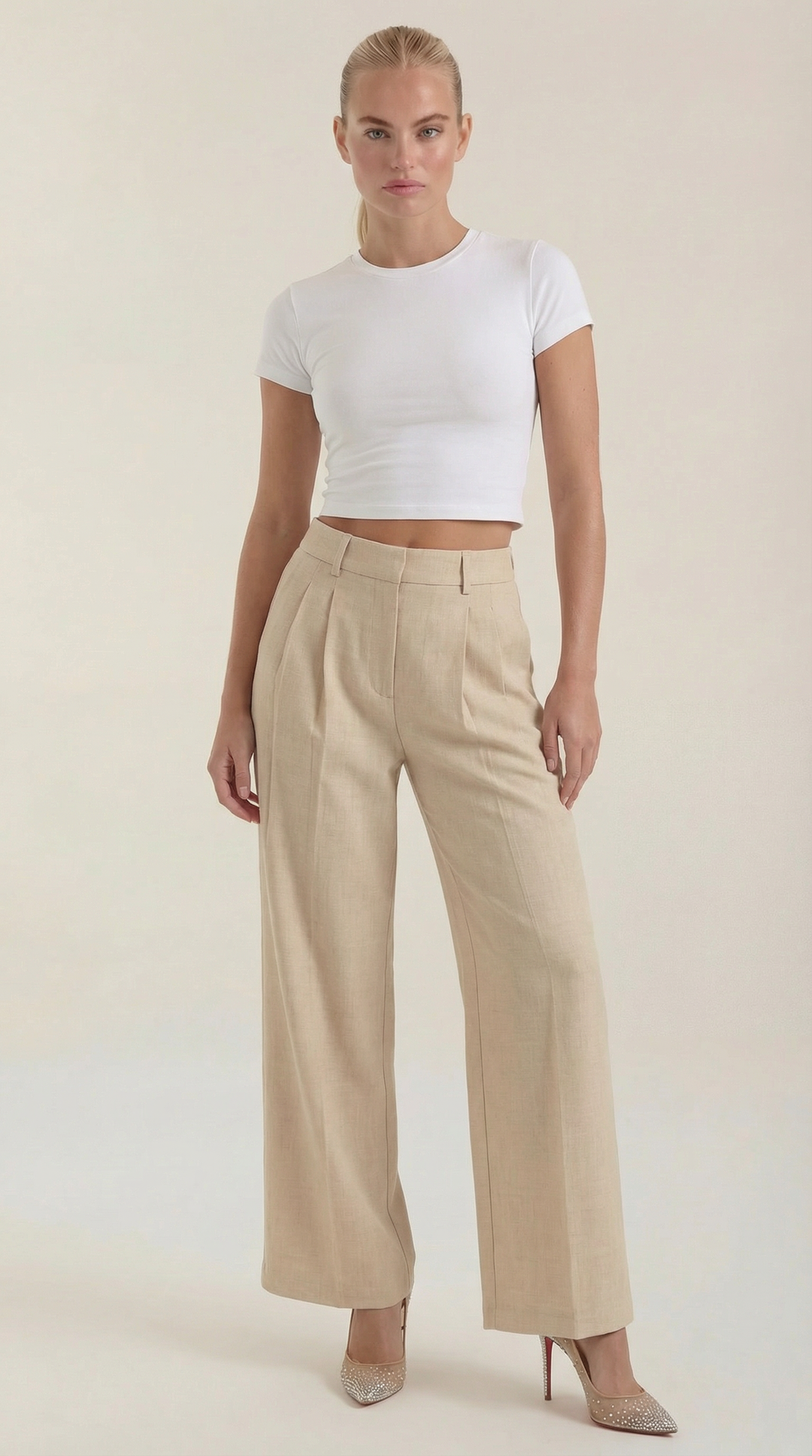Courtney Hoge Taille Plissé Broek