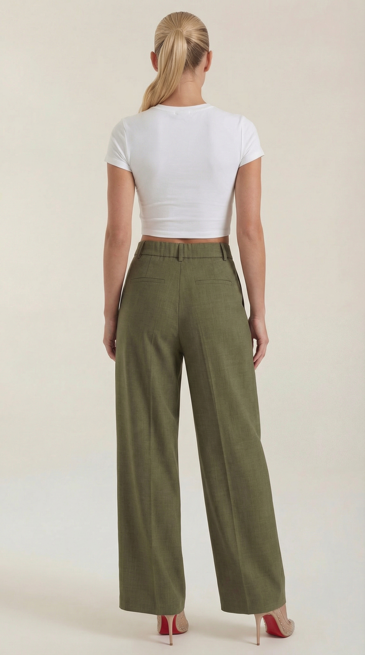 Courtney Hoge Taille Plissé Broek