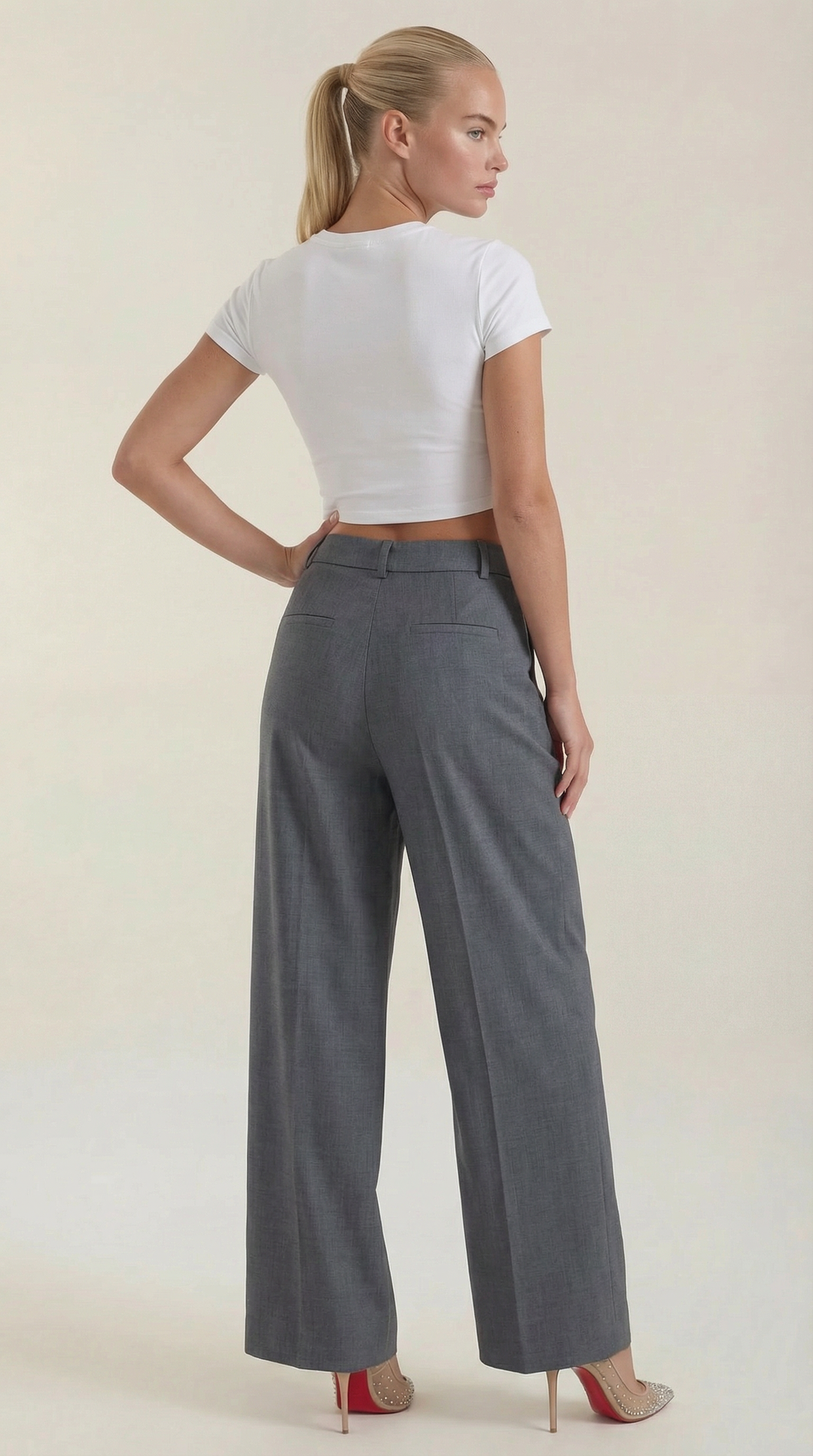 Courtney Hoge Taille Plissé Broek