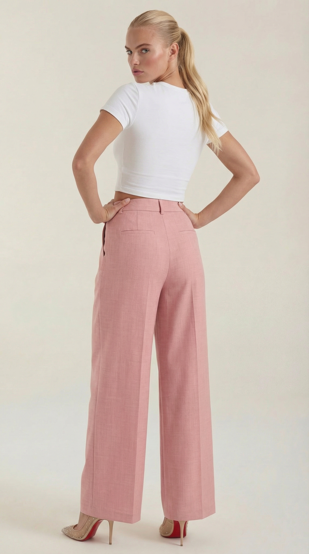 Courtney Hoge Taille Plissé Broek