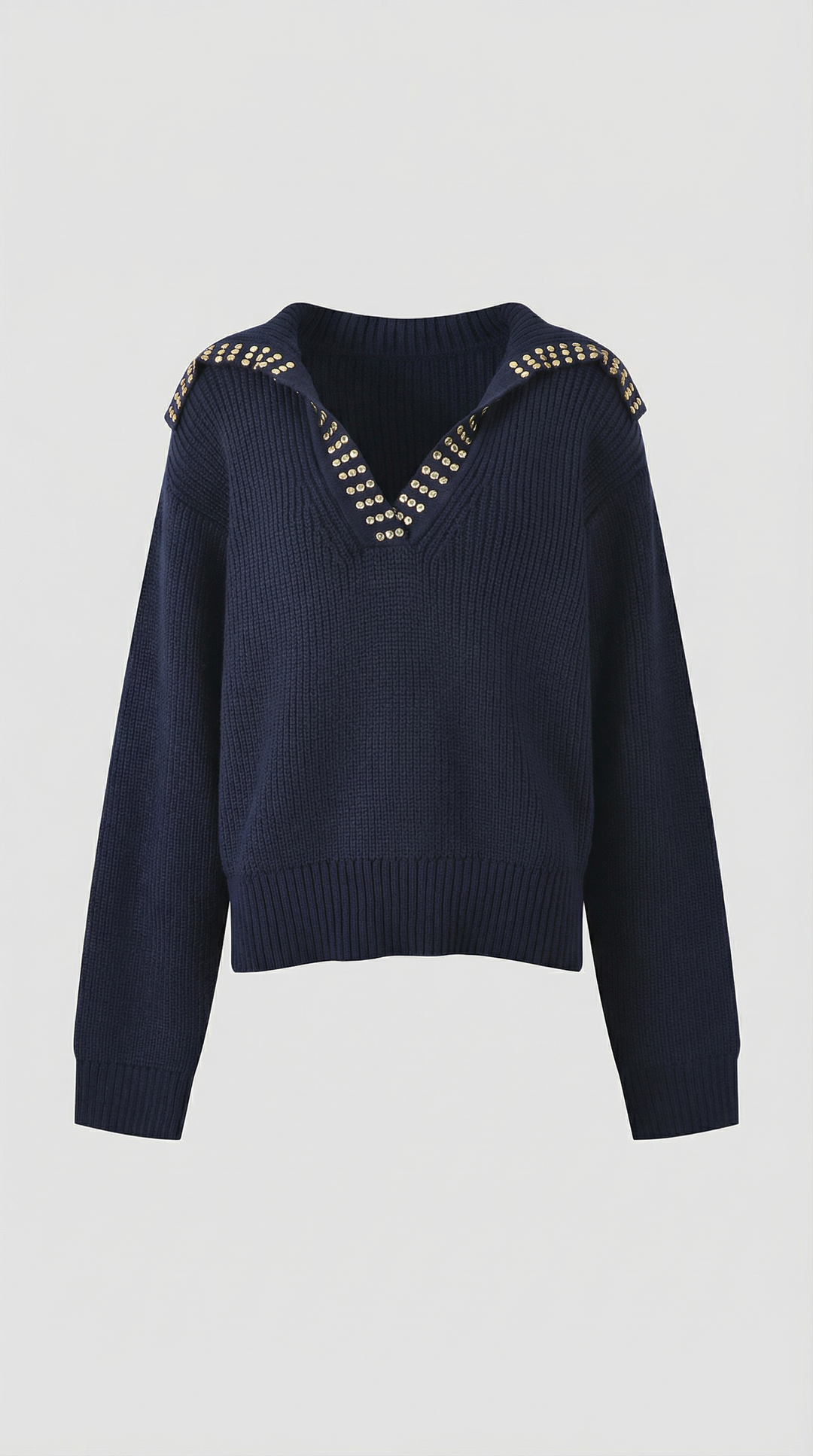 Darlene wol sweater met studs-kraag