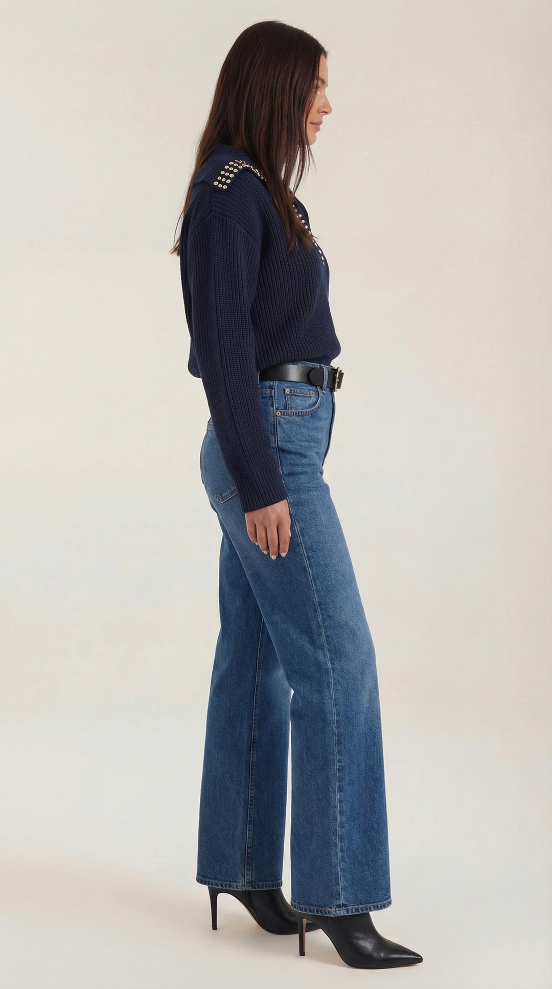 Darlene wol sweater met studs-kraag